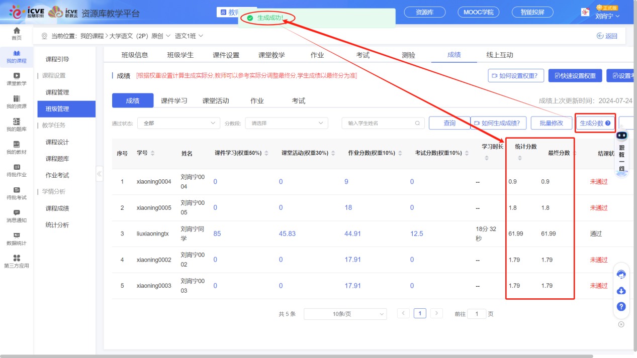 生成分数
