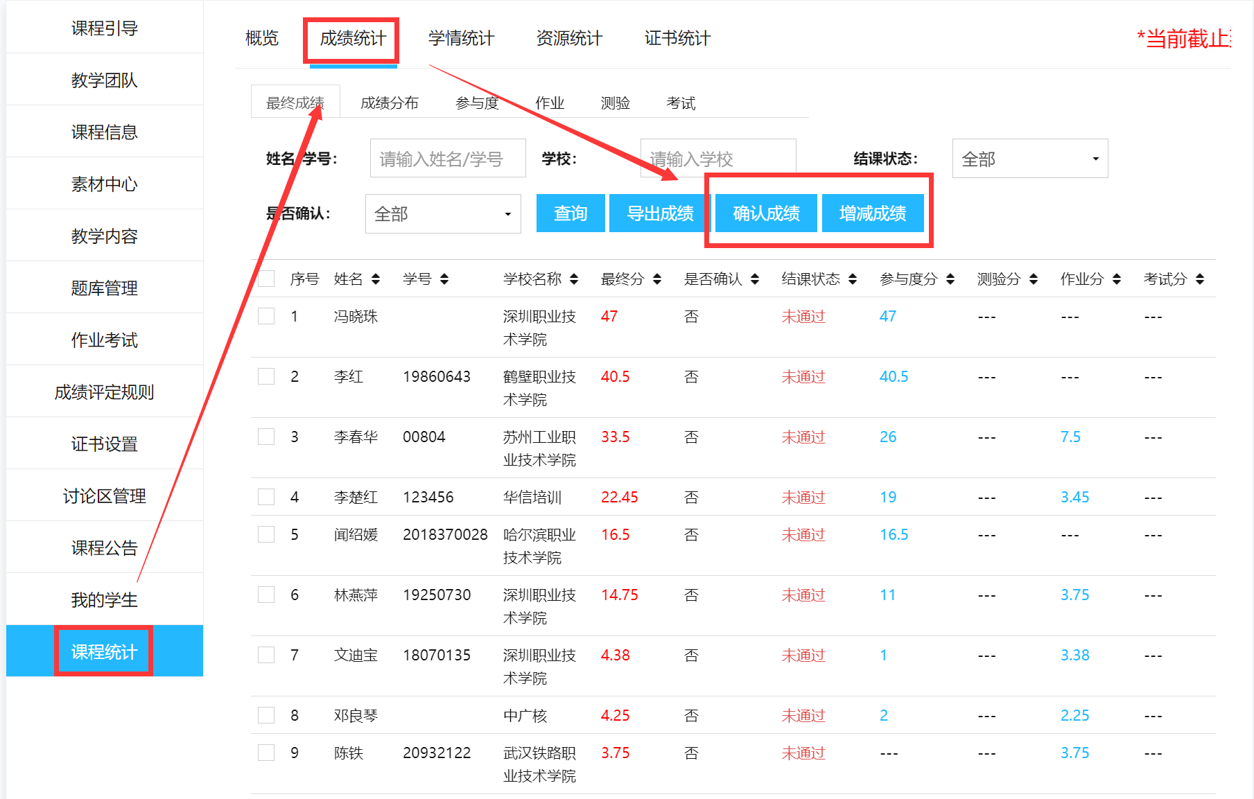 确认成绩